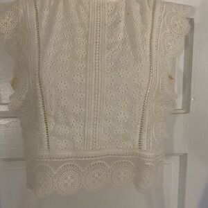 Elegant Lace Sleeveless Top - Cream